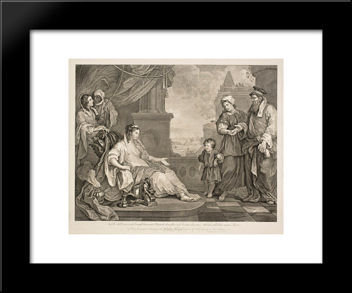 Moses Brought To The Pharaoh'S Daughter 20x24 Black Modern Wood Framed Art Print Poster by Hogarth, William