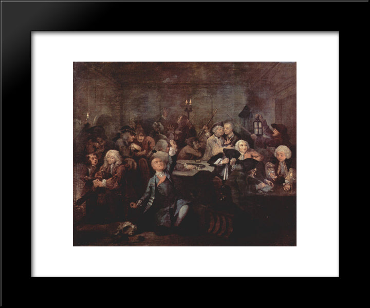 Rake'S Progress' The Gaming House 20x24 Black Modern Wood Framed Art Print Poster by Hogarth, William