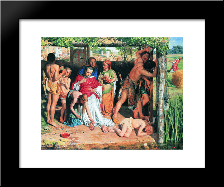 A Converted British Family Sheltering A Christian Priest From The Persecution Of The Druids 20x24 Black Modern Wood Framed Art Print Poster by Hunt, William Holman