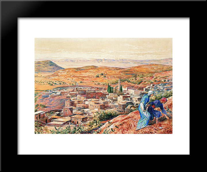 Distant View Of Nazareth 20x24 Black Modern Wood Framed Art Print Poster by Hunt, William Holman