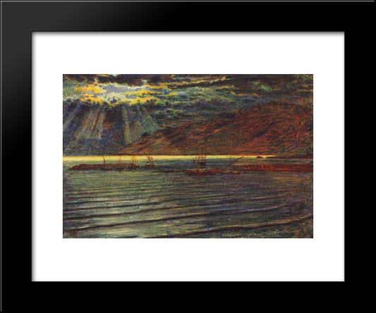 Fishingboats By Moonlight 20x24 Black Modern Wood Framed Art Print Poster by Hunt, William Holman