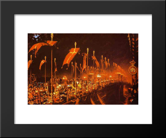 London Bridge On The Night Of The Marriage Of The Prince And Princess Of Wales 20x24 Black Modern Wood Framed Art Print Poster by Hunt, William Holman