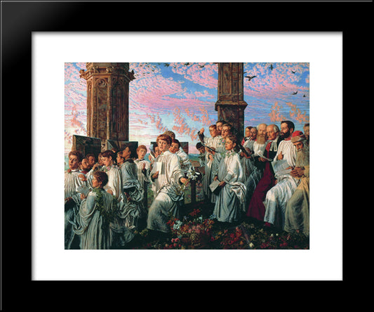 May Morning On Magdalen College Tower, Oxford 20x24 Black Modern Wood Framed Art Print Poster by Hunt, William Holman