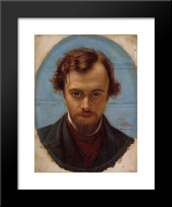 Portrait Of Dante Gabriel Rossetti 20x24 Black Modern Wood Framed Art Print Poster by Hunt, William Holman