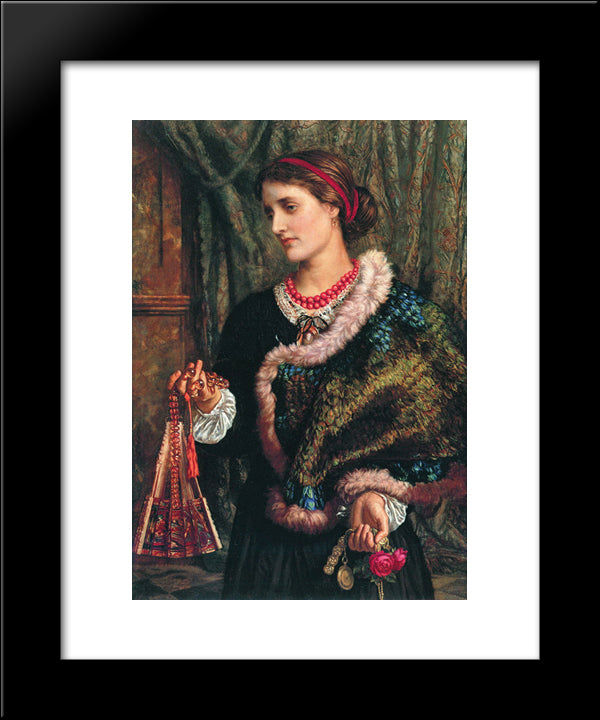 The Birthday (A Portrait Of The Artist'S Wife, Edith) 20x24 Black Modern Wood Framed Art Print Poster by Hunt, William Holman