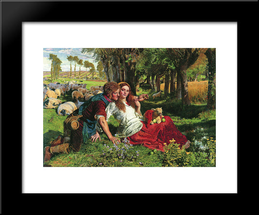 The Hireling Shepherd 20x24 Black Modern Wood Framed Art Print Poster by Hunt, William Holman