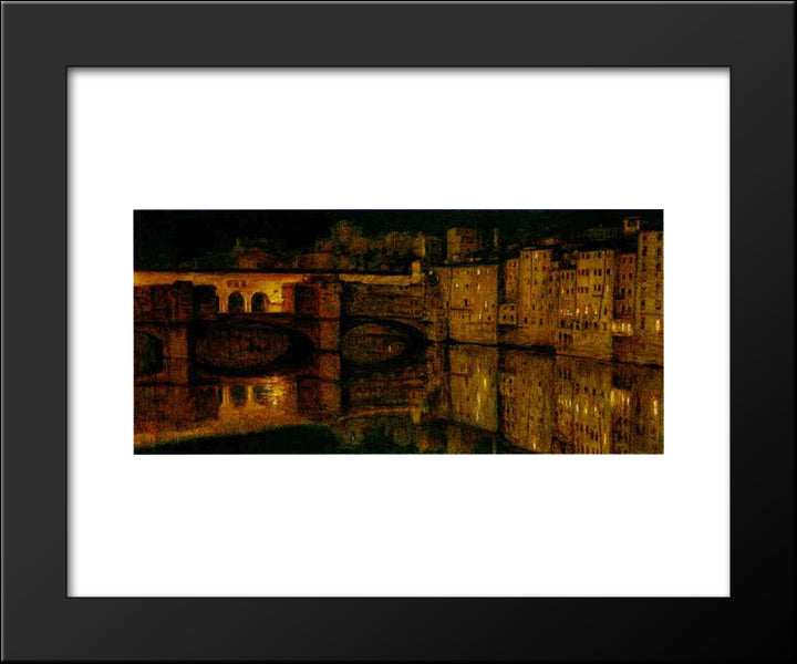 The Ponte Vecchio, Florence 20x24 Black Modern Wood Framed Art Print Poster by Hunt, William Holman