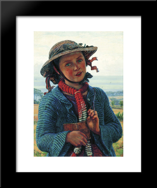 The Schoolgirl'S Hymn 20x24 Black Modern Wood Framed Art Print Poster by Hunt, William Holman