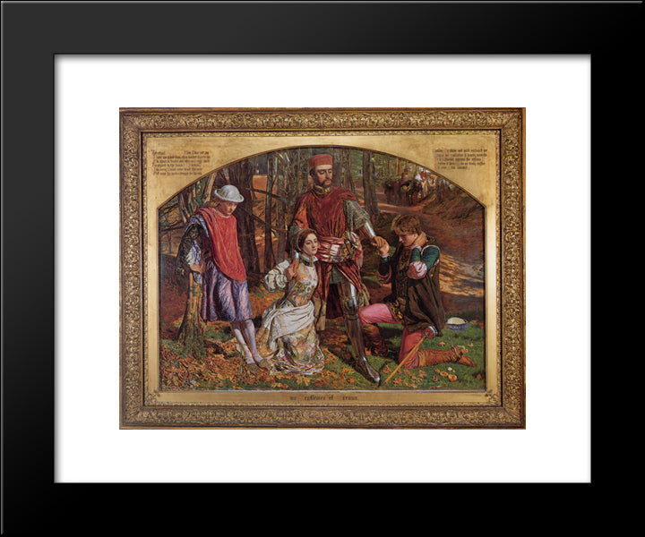 Valentine Rescuing Silvia From Proteus 20x24 Black Modern Wood Framed Art Print Poster by Hunt, William Holman