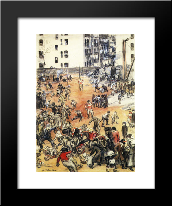 1911 For The Championship Of The Backlot League 20x24 Black Modern Wood Framed Art Print Poster by Glackens, William James
