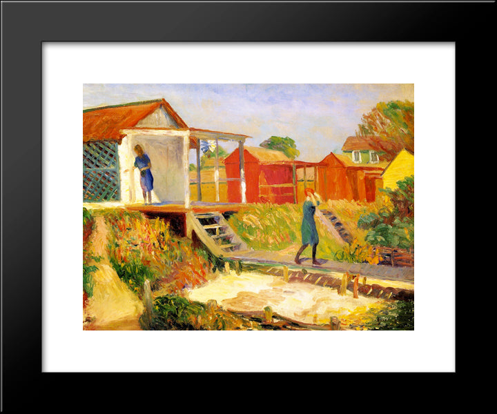 At The Beach 20x24 Black Modern Wood Framed Art Print Poster by Glackens, William James