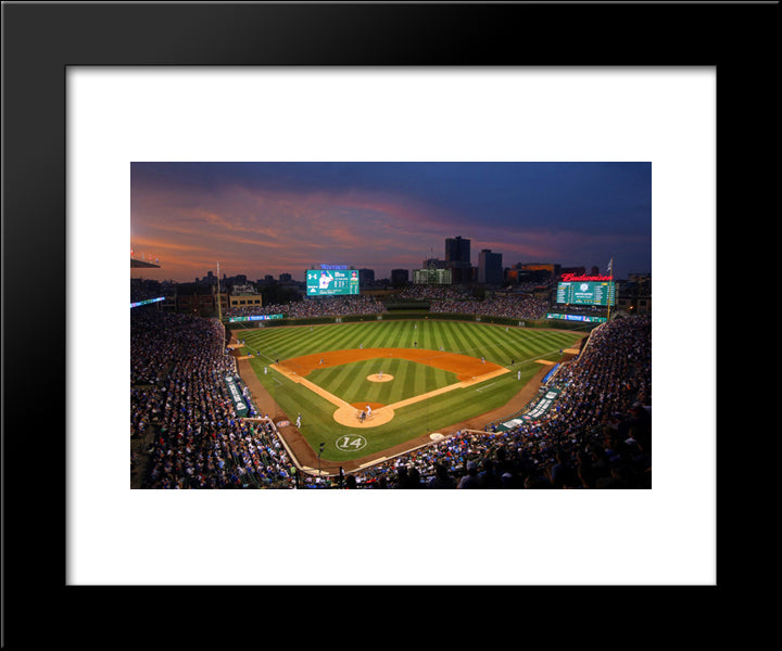 Wrigley Field 20x24 Black Modern Wood Framed Art Print Poster