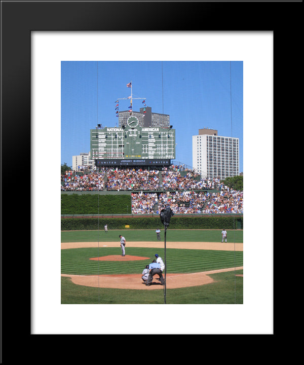 Wrigley Field 20x24 Black Modern Wood Framed Art Print Poster