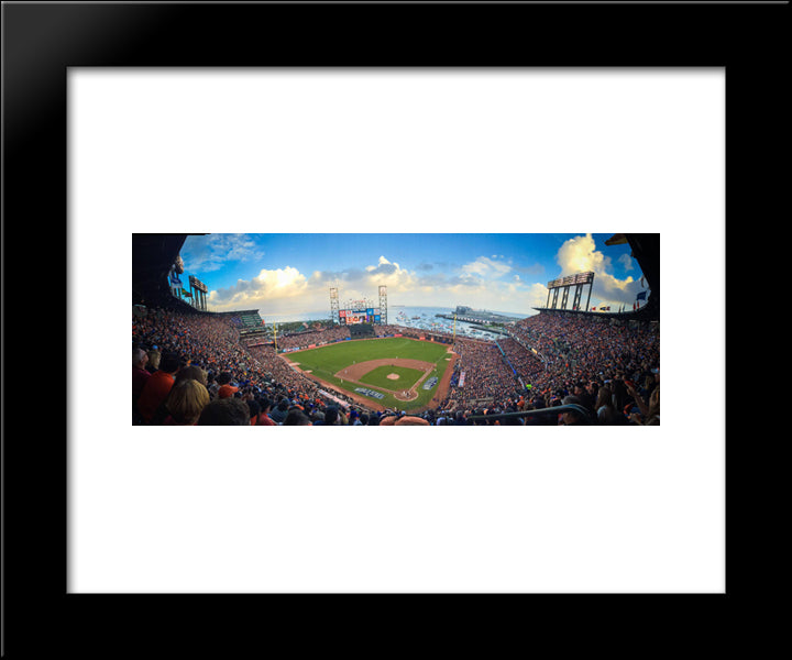 At&T Park 20x24 Black Modern Wood Framed Art Print Poster