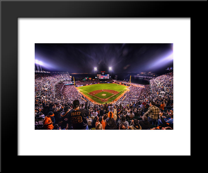 At&T Park 20x24 Black Modern Wood Framed Art Print Poster