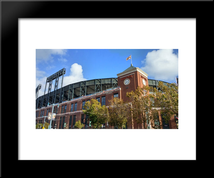 At&T Park 20x24 Black Modern Wood Framed Art Print Poster