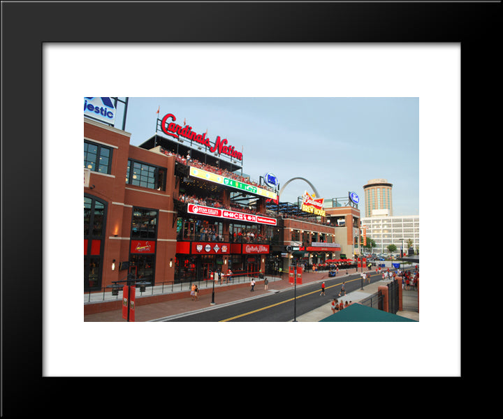 Busch Stadium 20x24 Black Modern Wood Framed Art Print Poster