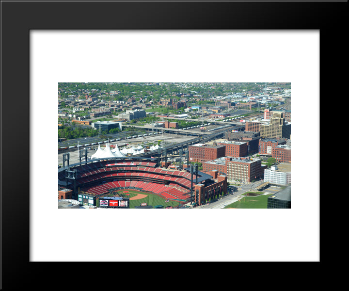 Busch Stadium 20x24 Black Modern Wood Framed Art Print Poster