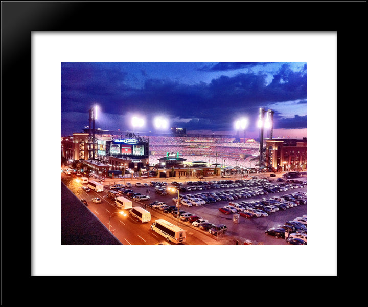 Busch Stadium 20x24 Black Modern Wood Framed Art Print Poster