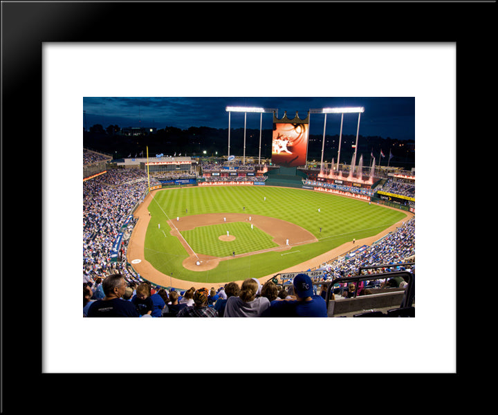 Kauffman Stadium 20x24 Black Modern Wood Framed Art Print Poster