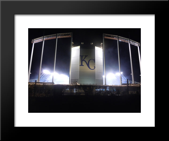 Kauffman Stadium 20x24 Black Modern Wood Framed Art Print Poster