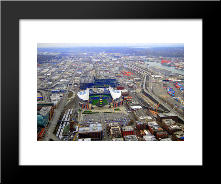 Safeco Field 20x24 Black Modern Wood Framed Art Print Poster