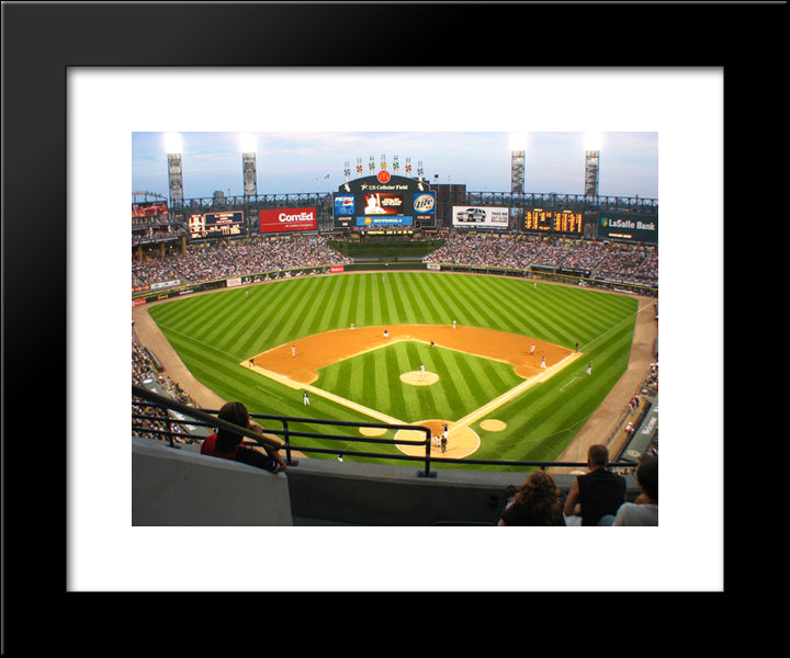 U.S. Cellular Field 20x24 Black Modern Wood Framed Art Print Poster