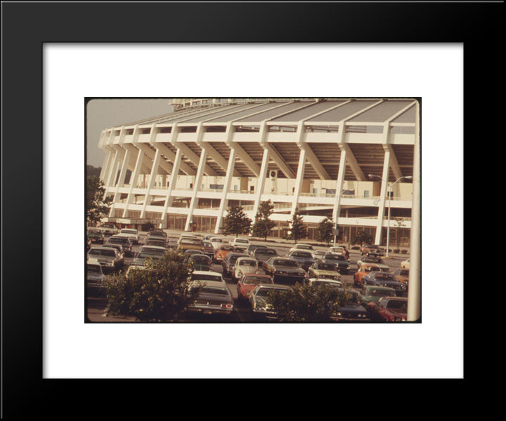 Atlanta Fulton County Stadium 20x24 Black Modern Wood Framed Art Print Poster