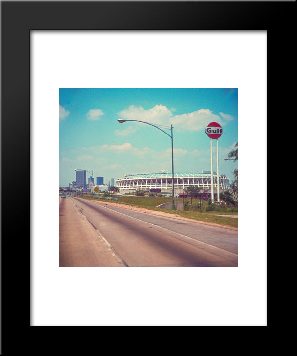 Atlanta Fulton County Stadium 20x24 Black Modern Wood Framed Art Print Poster