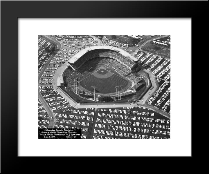 Milwaukee County Stadium 20x24 Black Modern Wood Framed Art Print Poster