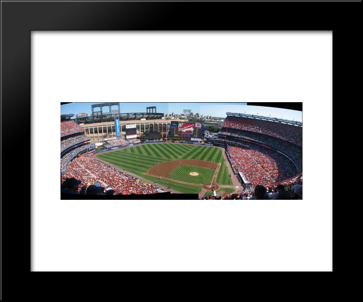 Shea Stadium 20x24 Black Modern Wood Framed Art Print Poster