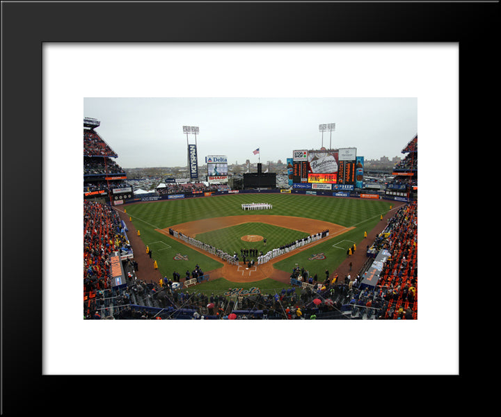 Shea Stadium 20x24 Black Modern Wood Framed Art Print Poster