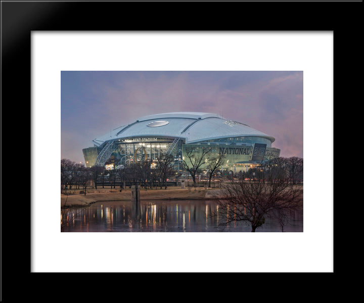 At&T Stadium 20x24 Black Modern Wood Framed Art Print Poster