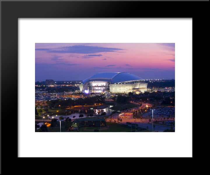 At&T Stadium 20x24 Black Modern Wood Framed Art Print Poster