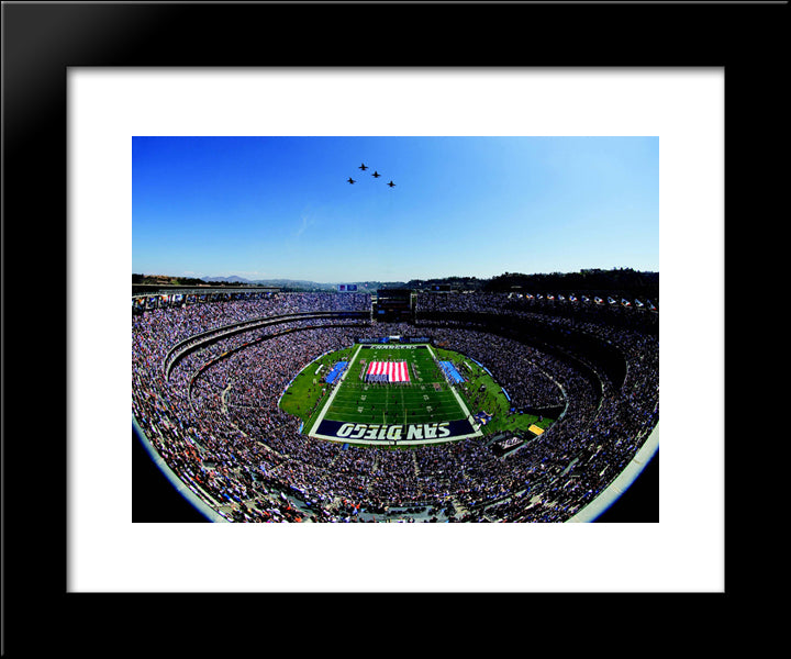 Qualcomm Stadium 20x24 Black Modern Wood Framed Art Print Poster