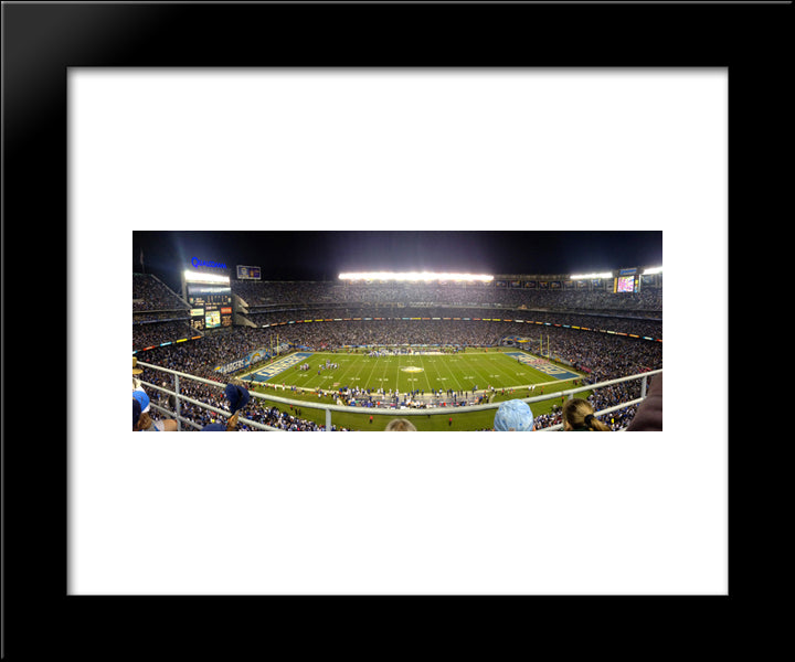 Qualcomm Stadium 20x24 Black Modern Wood Framed Art Print Poster