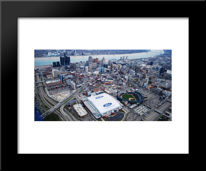 Ford Field 20x24 Black Modern Wood Framed Art Print Poster