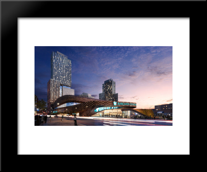 Barclays Center 20x24 Black Modern Wood Framed Art Print Poster