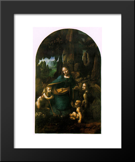 Virgin Of The Rocks 20x24 Black Modern Wood Framed Art Print Poster by da Vinci, Leonardo