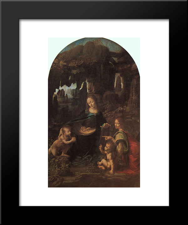 Virgin Of The Rocks 20x24 Black Modern Wood Framed Art Print Poster by da Vinci, Leonardo
