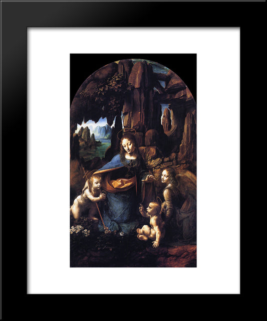 Virgin Of The Rocks 20x24 Black Modern Wood Framed Art Print Poster by da Vinci, Leonardo