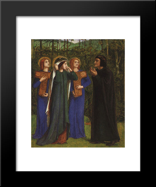 The Meeting Of Dante And Beatrice In Paradise 20x24 Black Modern Wood Framed Art Print Poster by Rossetti, Dante Gabriel