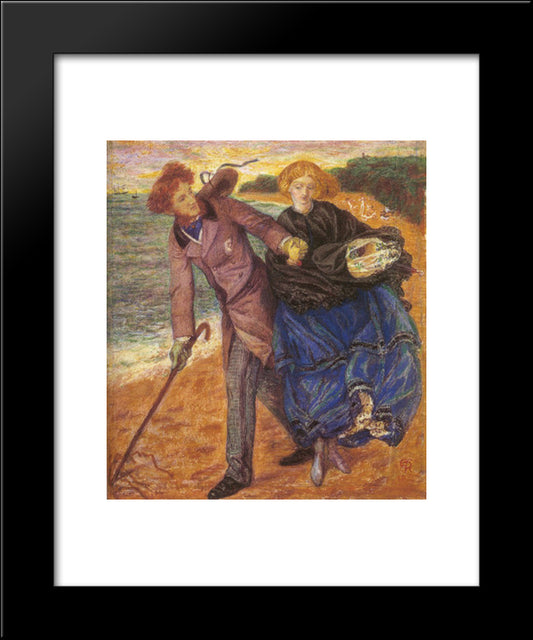 Writing On The Sand 20x24 Black Modern Wood Framed Art Print Poster by Rossetti, Dante Gabriel