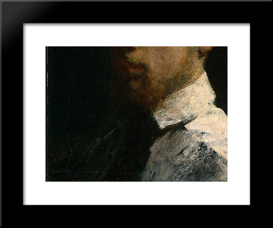 Self-Portrait [Detail: 2] 20x24 Black Modern Wood Framed Art Print Poster by Fantin Latour, Henri