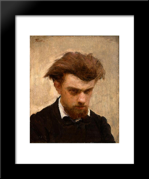 Self-Portrait 20x24 Black Modern Wood Framed Art Print Poster by Fantin Latour, Henri