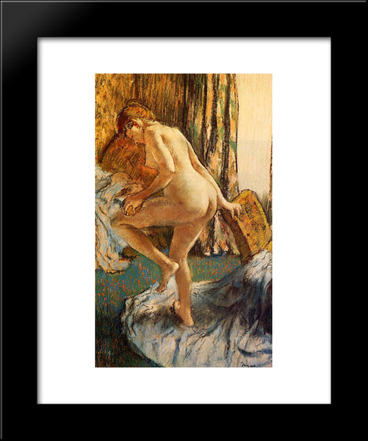 After The Bath 20x24 Black Modern Wood Framed Art Print Poster by Degas, Edgar
