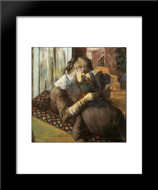 At The Milliner'S 20x24 Black Modern Wood Framed Art Print Poster by Degas, Edgar