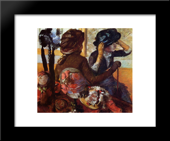 At The Milliner'S 20x24 Black Modern Wood Framed Art Print Poster by Degas, Edgar