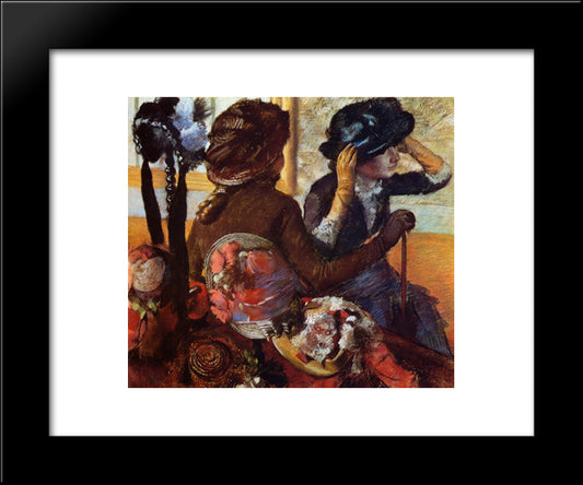 At The Milliner'S 20x24 Black Modern Wood Framed Art Print Poster by Degas, Edgar