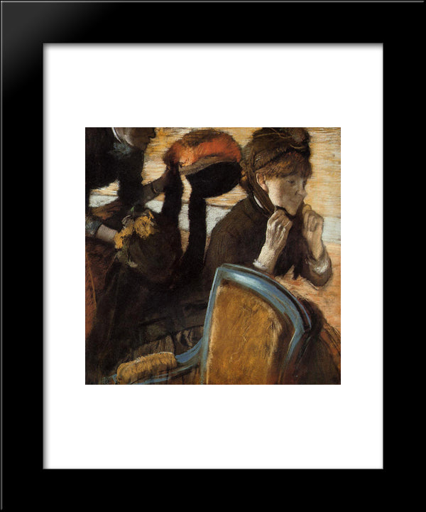 At The Milliner'S 20x24 Black Modern Wood Framed Art Print Poster by Degas, Edgar
